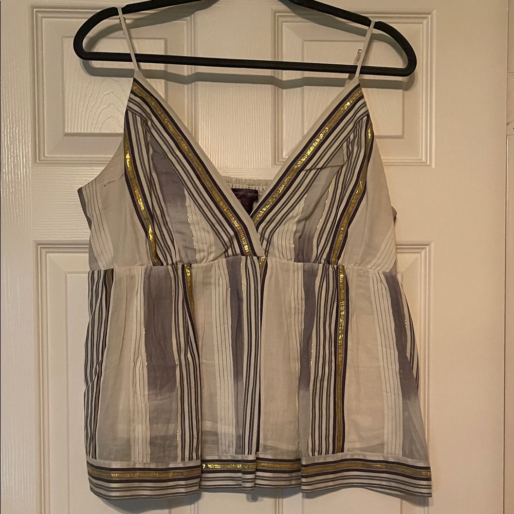 Banana Republic Striped V-Neck Camisole in Cream and Gold